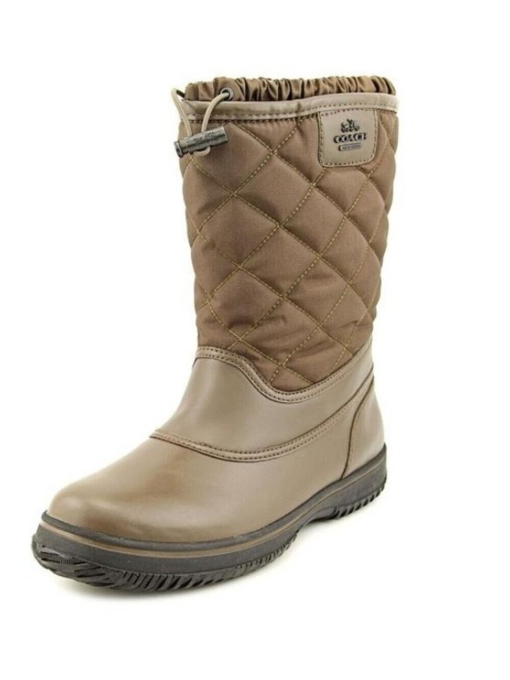 COACH | Samara Aniline Cold Weather Boots quilted nylon Brown Sz 5.5B
